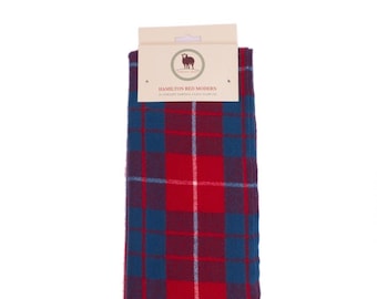 Tartan Scarf HAMILTON RED Clan Scarf Black Scarf Plain Patterned Tartan Scarf Winter Scarves