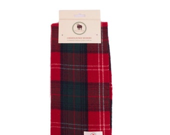 Écharpe écossaise CHISHOLM RED Écharpe de clan Écharpe rouge Écharpe écossaise à motifs unis Echarpes d'hiver