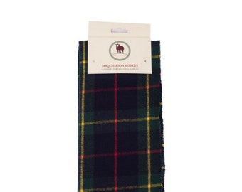 Tartan Scarf FARQUHARSON Clan Scarf Black Scarf Plain Patterned Tartan Scarf Winter Scarves