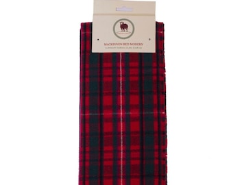 Tartan Scarf MACKINNON RED MODERN Clan Scarf Black Scarf Plain Patterned Tartan Scarf Winter Scarves