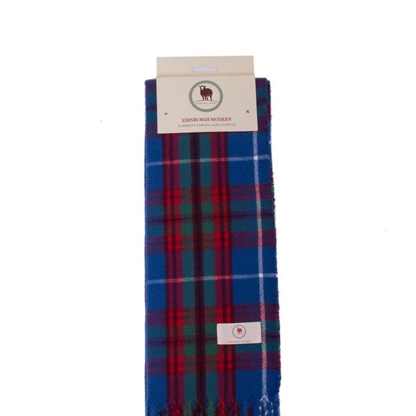 Tartan Scarf EDINBURGH Clan Scarf Blue Scarf Plain Patterned Tartan Scarf Winter Scarves