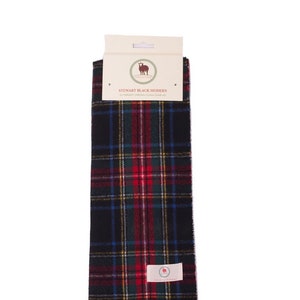 Tartan Scarf STEWART BLACK MODERN Clan Scarf Black Scarf Plain Patterned Tartan Scarf Winter Scarves