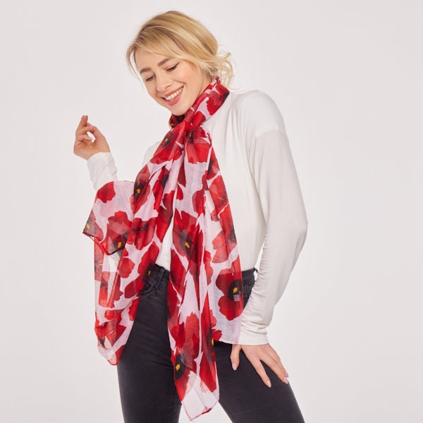 Poppy scarf Women Fashion scarves Long Large & Soft WARM ladies scarves UK