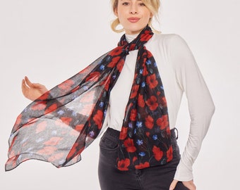 Memorial Day Poppy sjaal damesmode Lange, lichte en zachte dames poppy sjaals