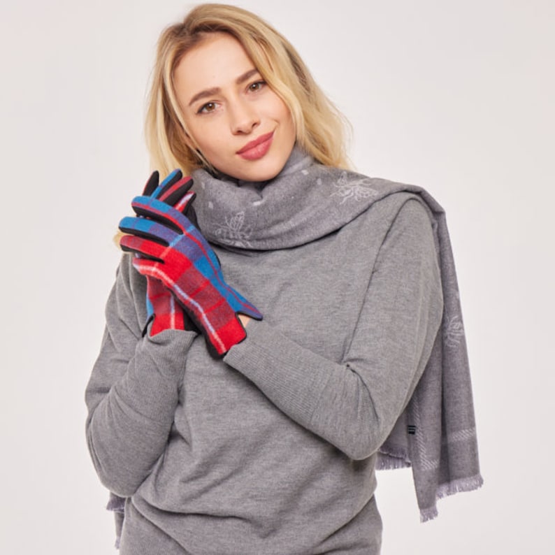 Ladies Tartan Gloves Clan Gloves Winter Gloves Plaid Tartan Gloves Gift for Her image 2