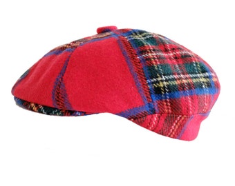 Chapeau gavroche à casquette plate et à carreaux écossais