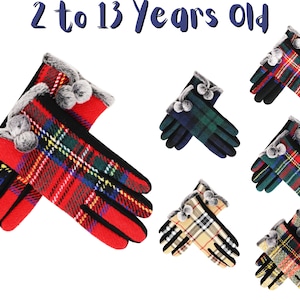 Kids Plaid Gloves - Traditional Tartan- Gift For Her