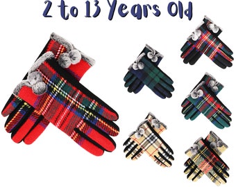 Kids Plaid Gloves - Traditional Tartan- Gift For Her
