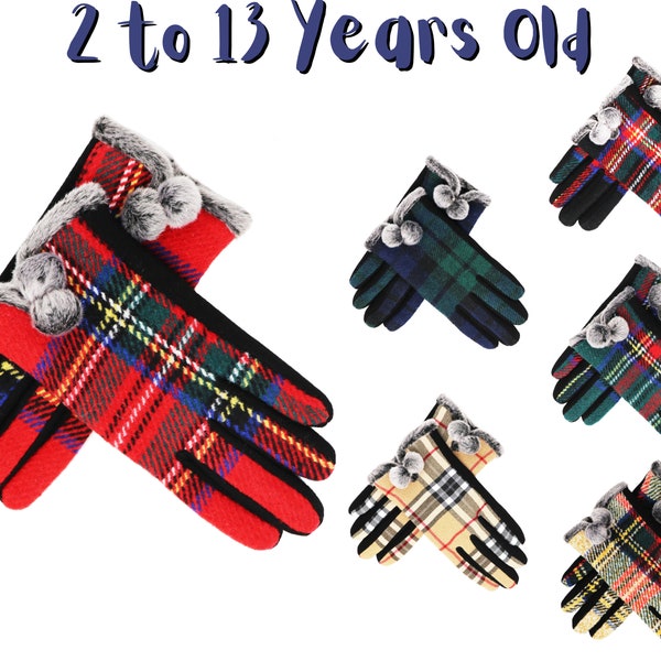 Gants écossais pour enfants - Tartan traditionnel - Cadeau pour elle