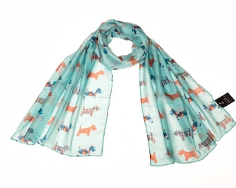 Scotty Dog Scarf Lightweight Dog Scottie Gifts Scarves Tartan Plain