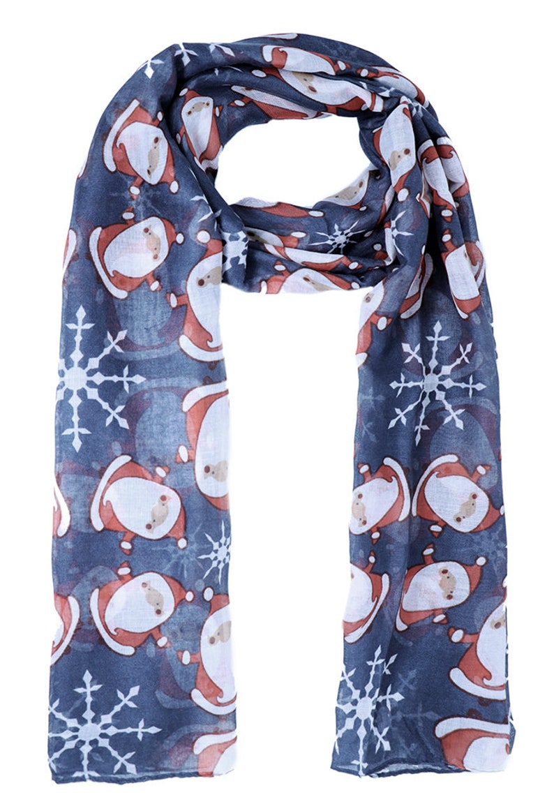 Christmas Scarf Santa Scarves and Foil Snowflakes Reindeer Etsy