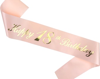 18th Birthday Sash Pink 18th Party Sash Rose Gold 18th Celebration Sash