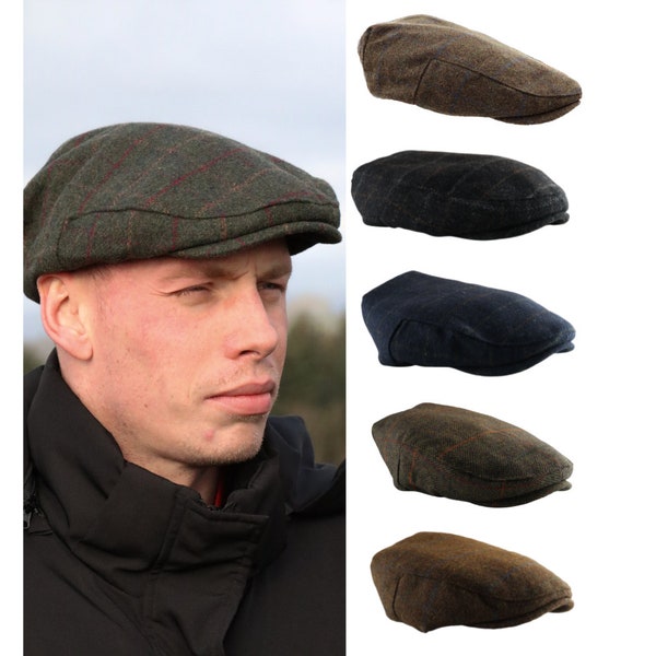 Plain Tweed Check Flat Cap Tweed Flat Cap - Gift for him