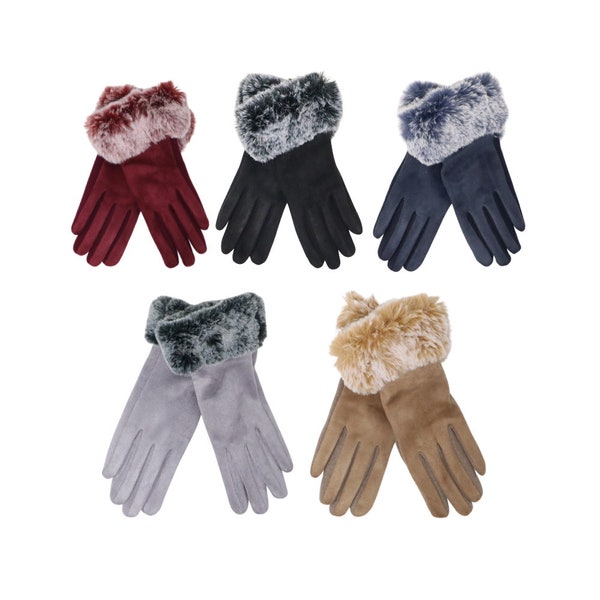 Faux Fur Large Trim Gloves