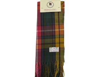 Tartan Scarf Buchanan Antique Clan Green Scarf Orange Scarf Plain Patterned Tartan Scarf Winter Scarves