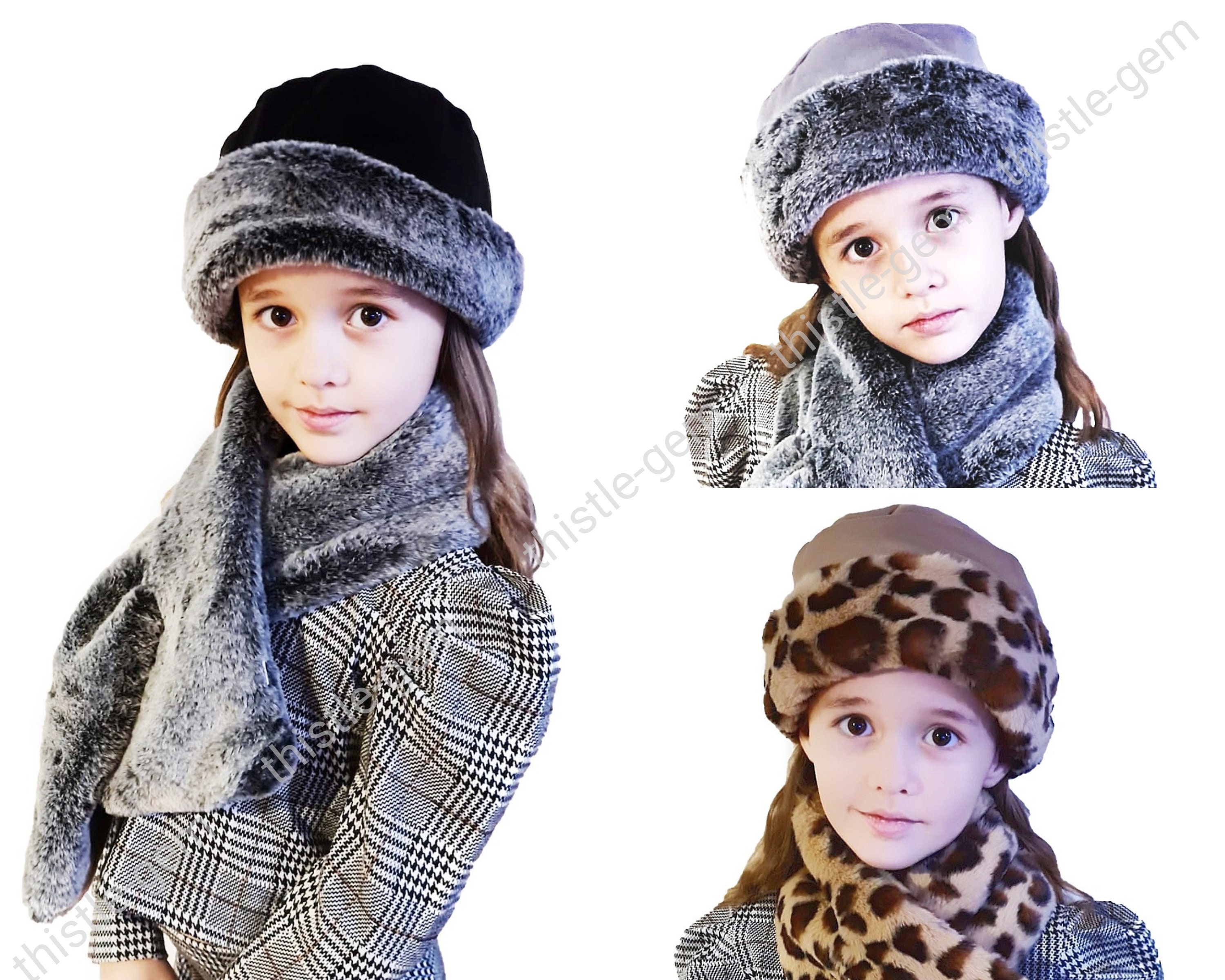 LoveKids Girls and Boys Sherpa Lined Fleece Snow Hat Scarf/Mittens Set 