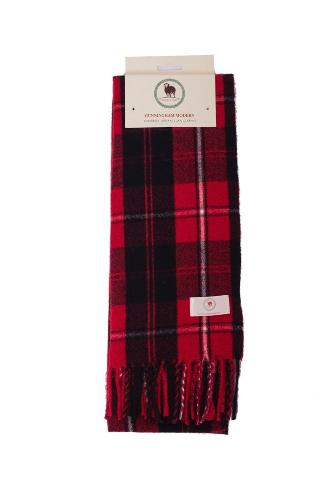 Tartan Scarf CUNNINGHAM Clan Scarf Red Scarf Plain Patterned Tartan