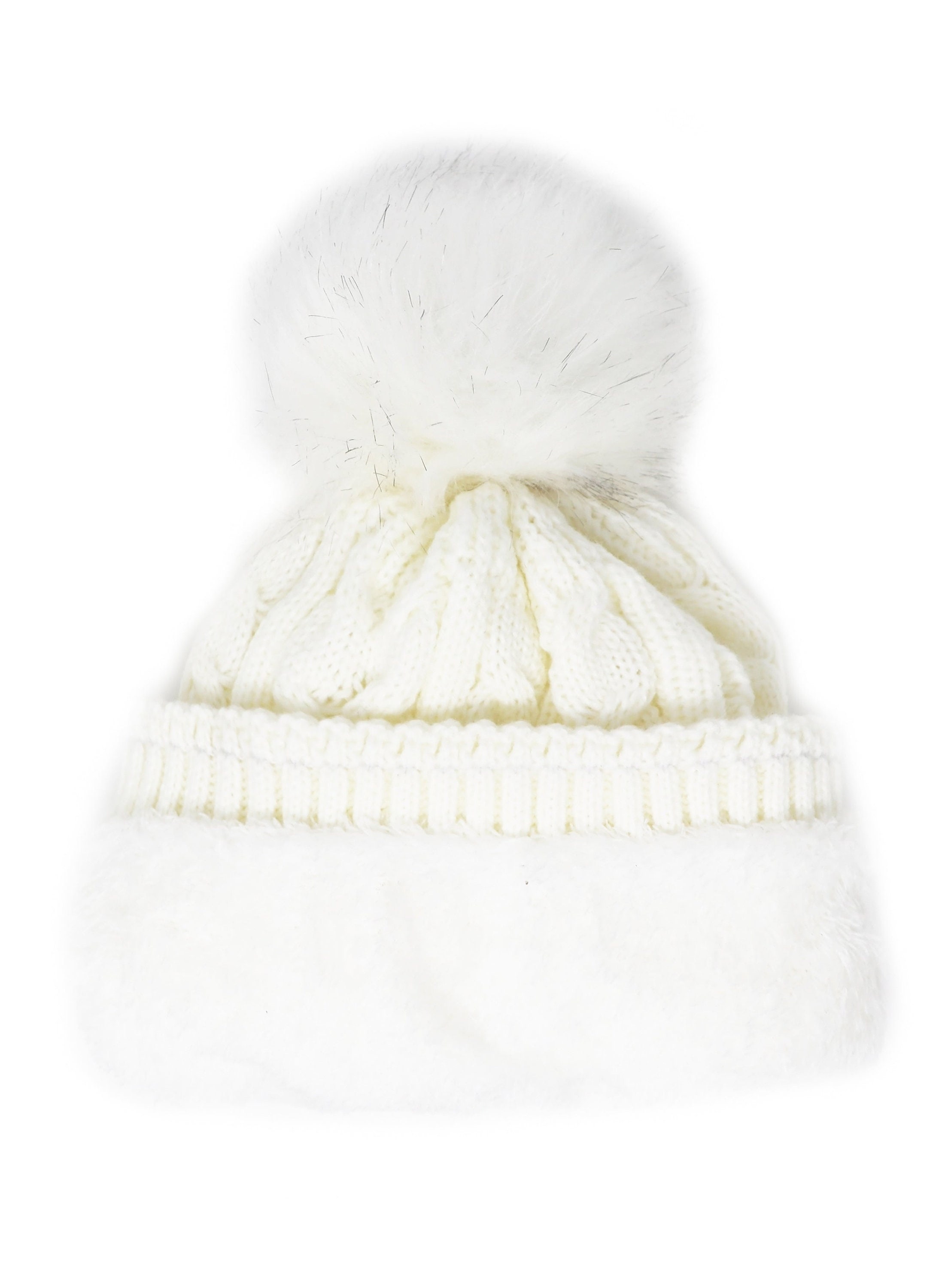 Adult Knitted Pom Pom Hat With Faux Fur Lining Winter Hat - Etsy