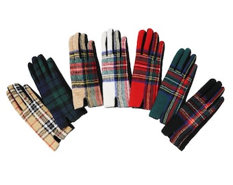 Touch Screen Tartan Handschuhe Winter Warme Mode Frauen Handschuhe Damen Tartan Handschuhe Geschenk für sie