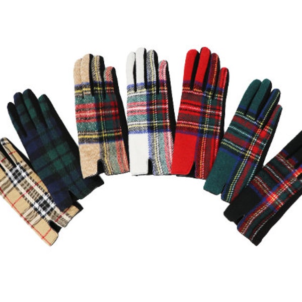 Touch Screen Tartan Gloves Winter Warm Fashion Women Gloves Women's Tartan Gloves Gift For Her