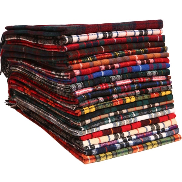 Tartan Scarves Supersoft Tartan Scarves Plaid Short Fringe Tartan Soft Large Scarves