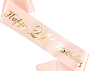 21st Birthday Sash Pink Birthday Sash Sweet 21st Birthday Gold & Pink Sash 21st Wearable Sash