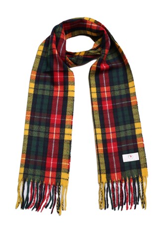 Sciarpa Unisex In Pura Lana D'Agnello - Tartan Buchanan 30x150 Cm - PASQUALE CUTARELLI In Confezione Regalo