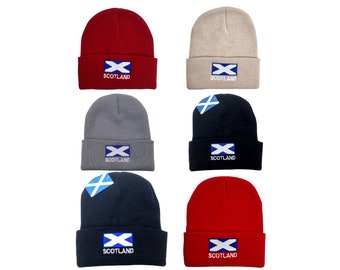 Scotland Flag Beanie Scottish Beanie Saltire Logo Beanie Hat