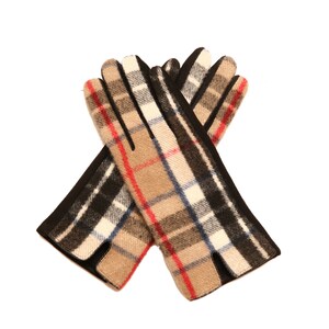 Ladies Tartan Gloves Clan Gloves Winter Gloves Plaid Tartan Gloves Gift for Her THOMPSON CAMEL MOD