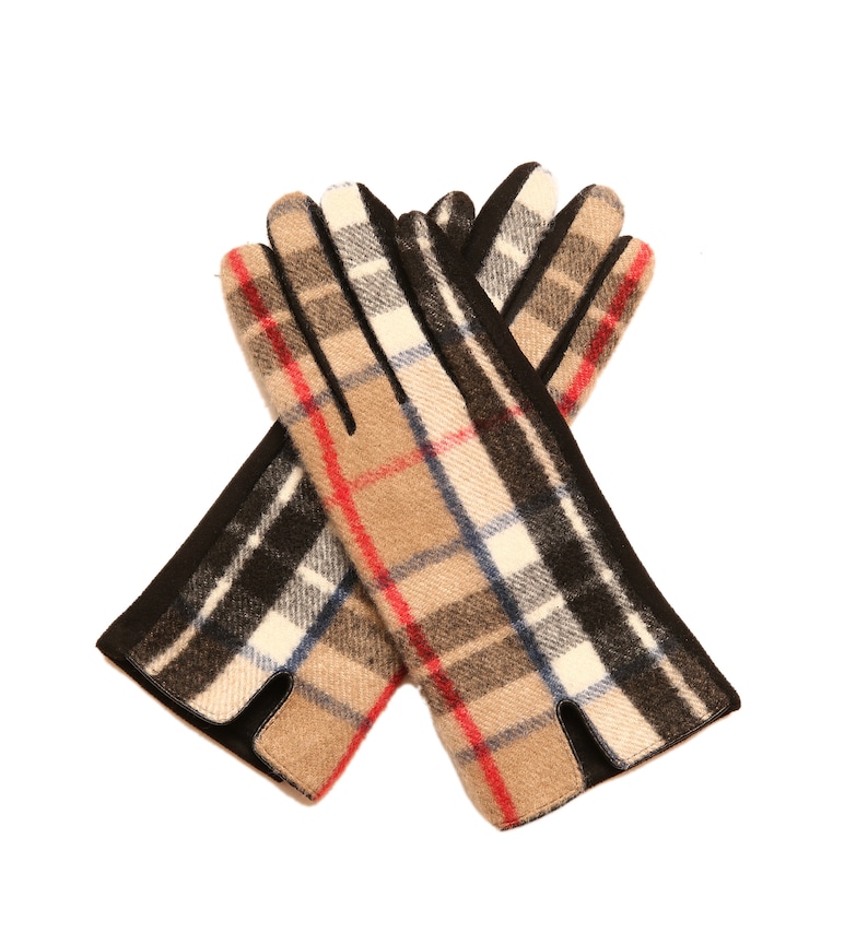 Ladies Tartan Gloves Clan Gloves Winter Gloves Plaid Tartan Gloves Gift for Her THOMPSON CAMEL MOD