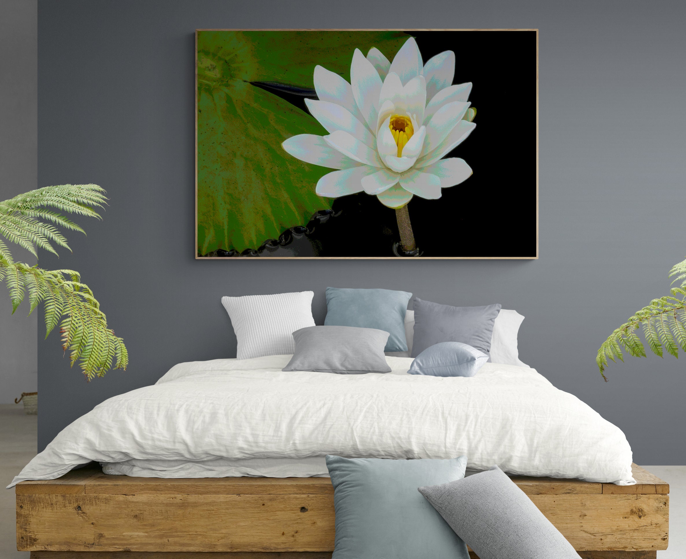 Printable Lotus Flower Digital Wall Art, Tropical Art Design, Digital ...