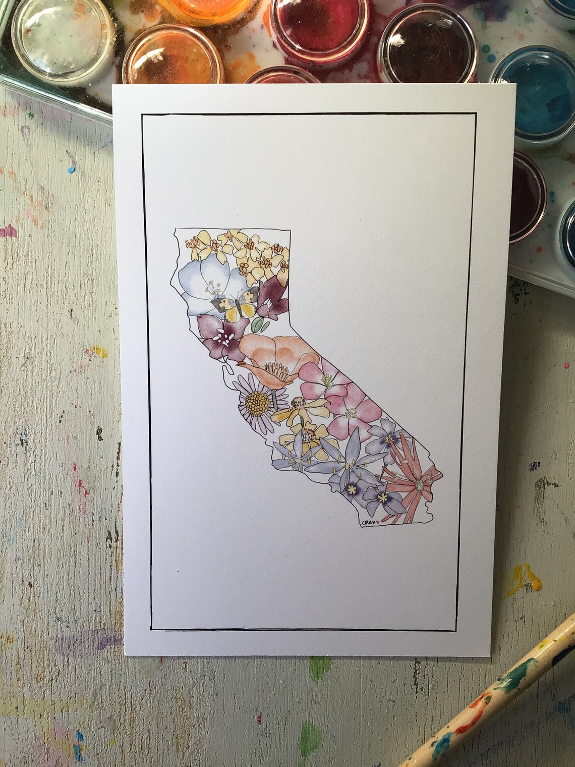 CALIFORNIA WATERCOLOR POSTCARDS pack of 5 California 4x6 Etsy