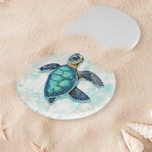 Adorable Baby Sea Turtle Ceramic Ornament, Beachy Christmas Tree Decoration, Unique Gift Idea for Boyfriend Girlfriend, Undersea Coastal Art