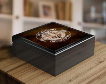 Your Logo Keepsake Box, Corporate Giveaway Jewelry Box, Memory Box, Employee Company Business Gift, Customized Lid with Your Own Design