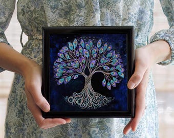 Peacock Moon Box, Keepsake Valet Jewelry Box For Her, Peacock lover, Mother&#39;s Day Gifts, Beautiful Memory Treasure Trinket Box, Personalized