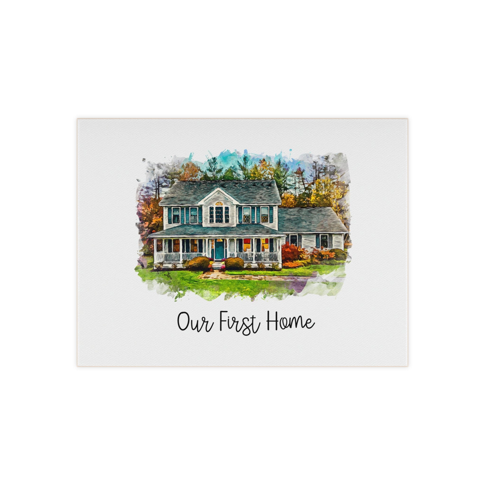 Custom Home Portrait Ceramic Tile, Painted Watercolor, Realtor