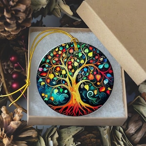 Tree of Life Ornament, Ceramic Christmas Tree Decoration, Unique Gift Ideas, XMAS gift under 25, Spiritual Gifts, Housewarming, Handcrafted