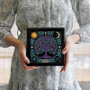 Celtic Tree of Life Monogram Keepsake Box, Jewelry Storage Box For Her, Celestial, Mother&#39;s Day Gift, Memory Treasure Box, Personalized
