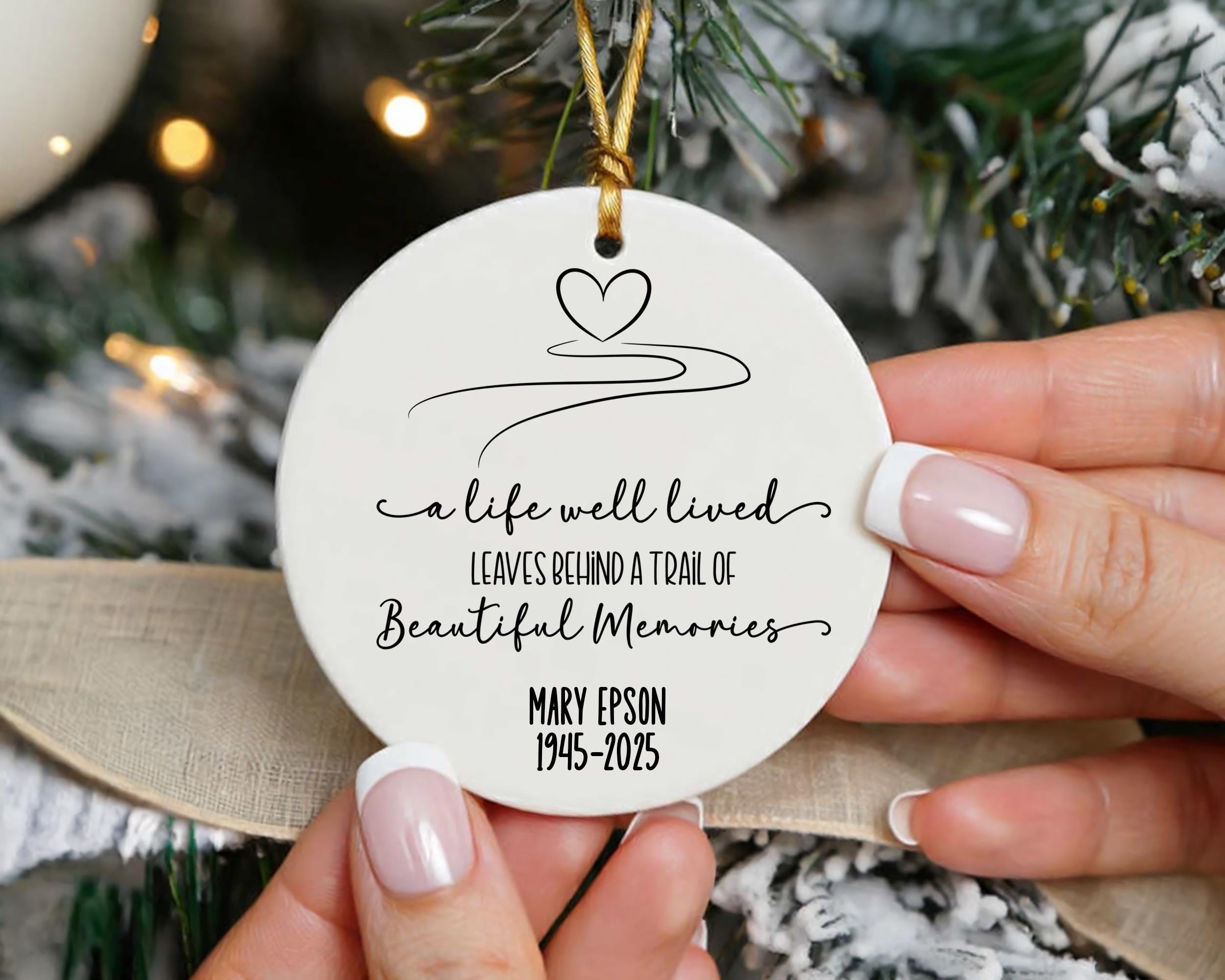 Personalized Memorial Ornament, Memory Ceramic Ornament, Bereavement Loss Gift, Sympathy Gift Memorialize Loved One