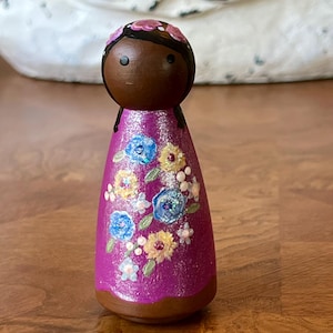 Purple Shimmer Flower Fairy/Peg Doll/Wooden Doll/ Montessori Inspired