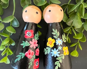 Flower Peg Doll Set /Open Ended Play/Montessori Inspired/Wooden Toys/Wooden Dolls