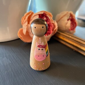 Unicorn Girl Peg Doll/Educational Toys/Montessori/Painted Peg Doll