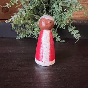 Mrs Clause Peg Doll/Montessori/Hand Painted/ Wooden Doll/Open Ended Play