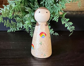 Rainbow Glitter Peg Doll/OpenEnded Play / Wooden Dolls/Wooden Toys
