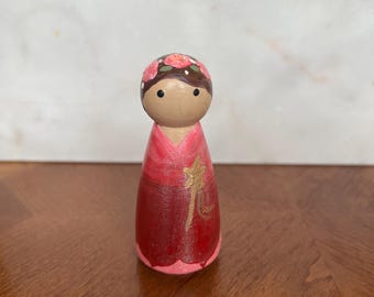 Pink and Red Fairy Peg Doll/Montessori/Open Ended Play/Wooden Toys