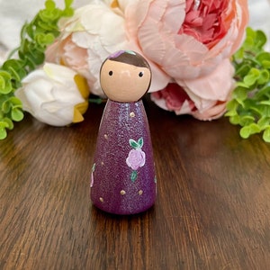 Purple Flower Peg Doll