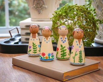 Wild Flower Child Peg Doll Set, Small World Play, Montessori,Pretend Play,Wooden toys,