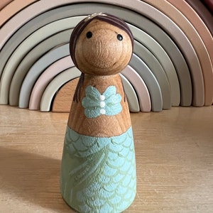 Mermaid Peg Doll/ Peg People/Montessori/Wooden Toys/Painted Peg Dolls