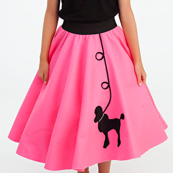 Girls 2 Piece Set ~ 50s Poodle Skirt & White T-Shirt with Initial