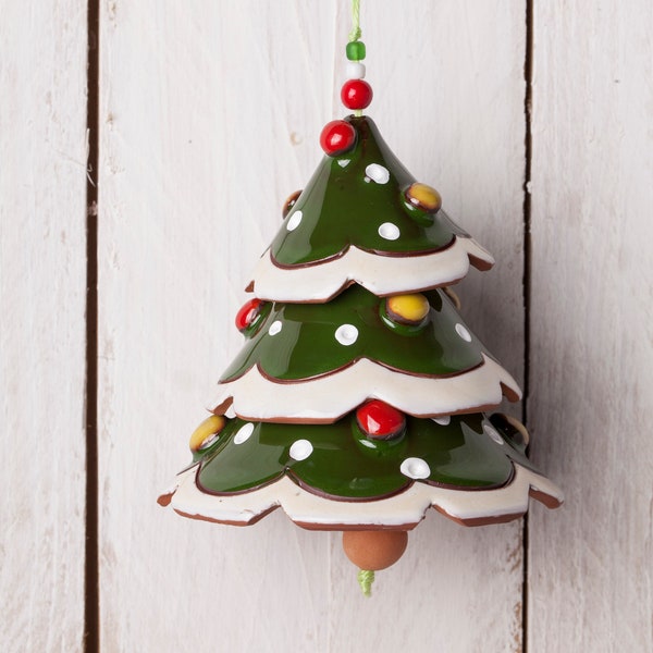 Cloches d’arbre de Noël, décoration d’arbre de Noël, jouets faits à la main d’arbre de Noël, décorations, cadeau de Noël, céramique suspendue